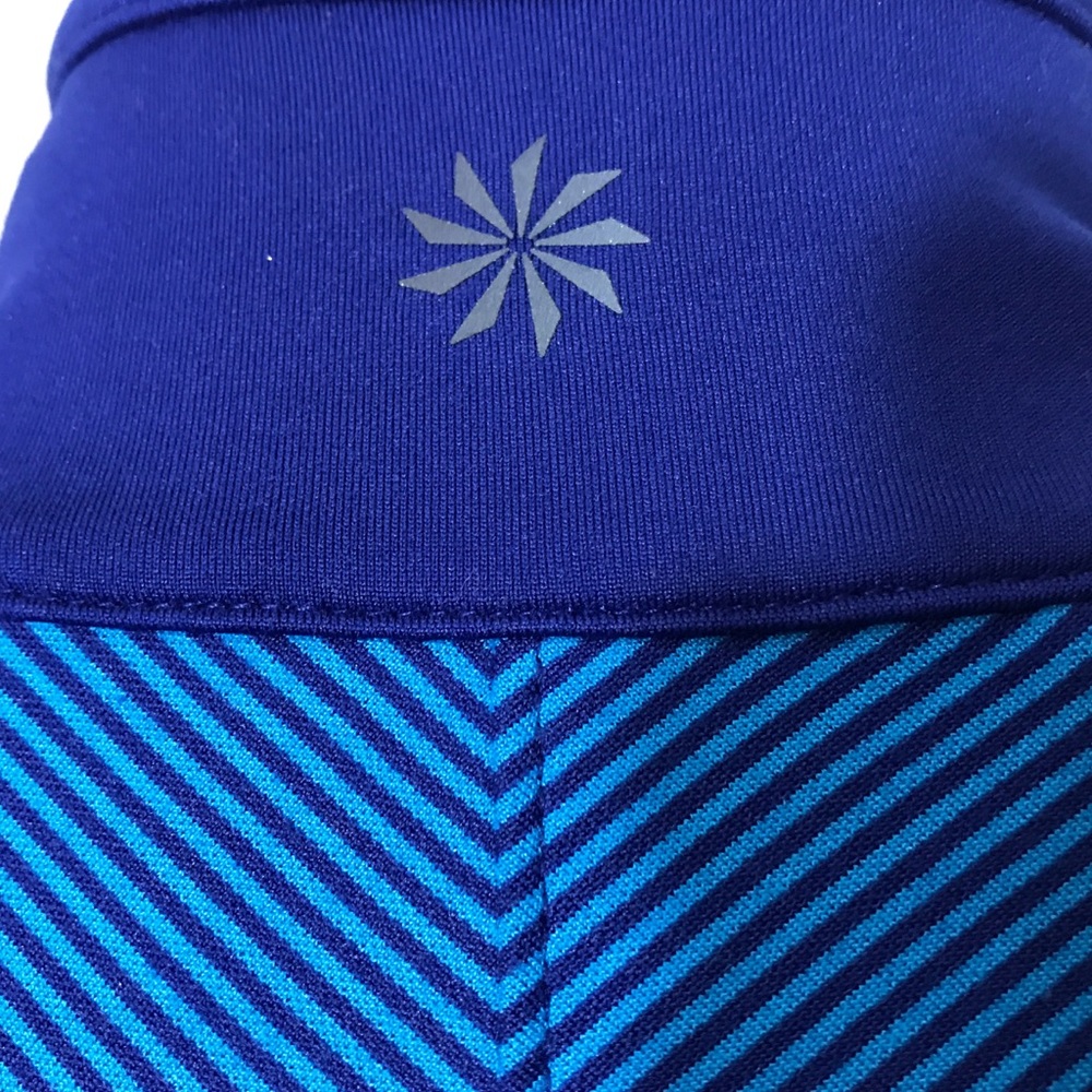 Athleta Spotlight Blue Striped Half Zip Pullover - Picture 3 of 6